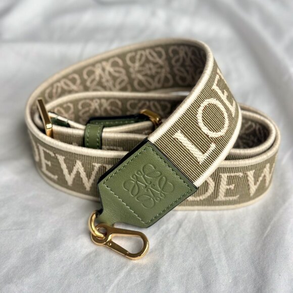 Loewe Handbags - Loewe Anagram Strap in Jacquard and Calfskin | Color: Avocado Green